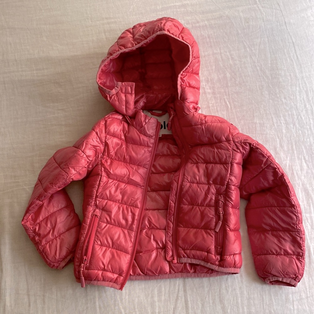 Molo girls size 104 pink puffer jacket